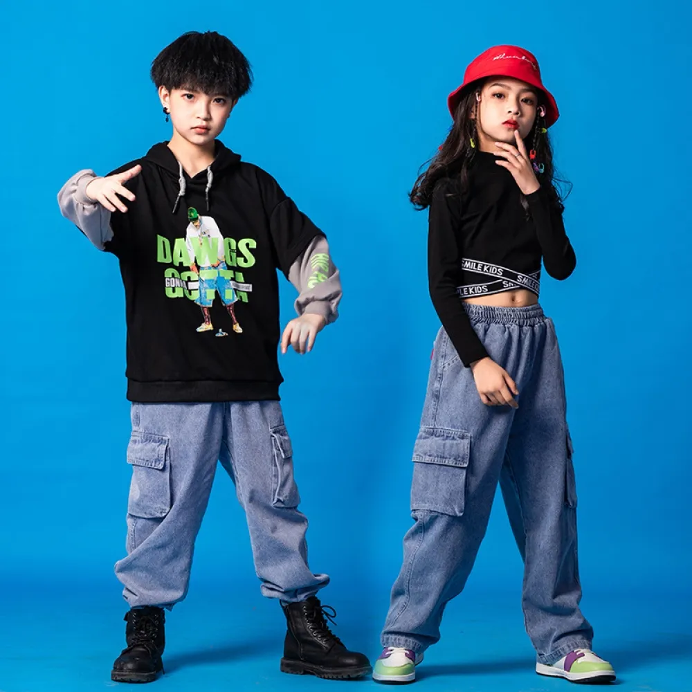 Abbigliamento alla moda hip-hop hip-hop per bambini Stile invernale per ragazze Vestito da ballo jazz con ombelico scoperto Pass