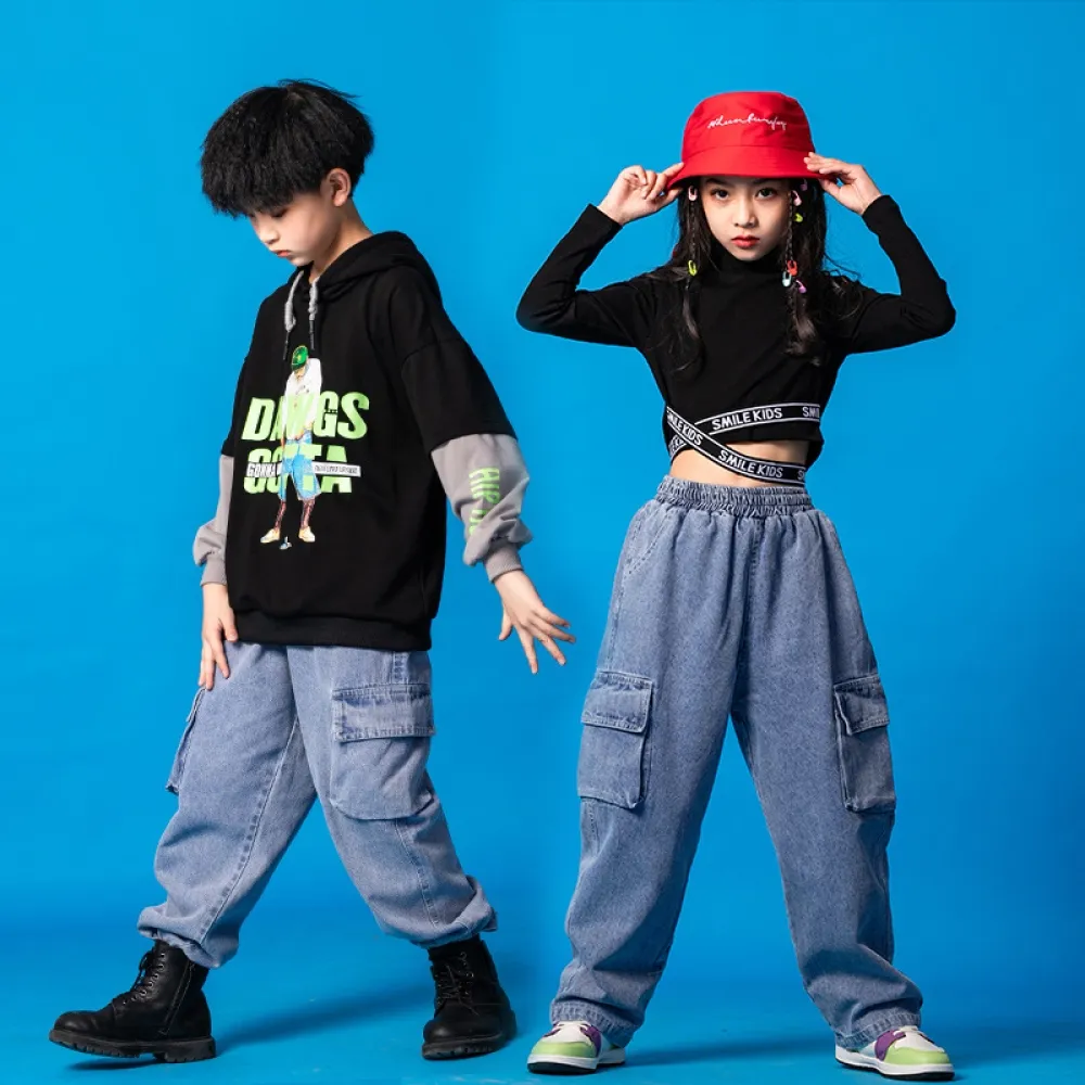 Abbigliamento alla moda hip-hop hip-hop per bambini Stile invernale per ragazze Vestito da ballo jazz con ombelico scoperto Pass