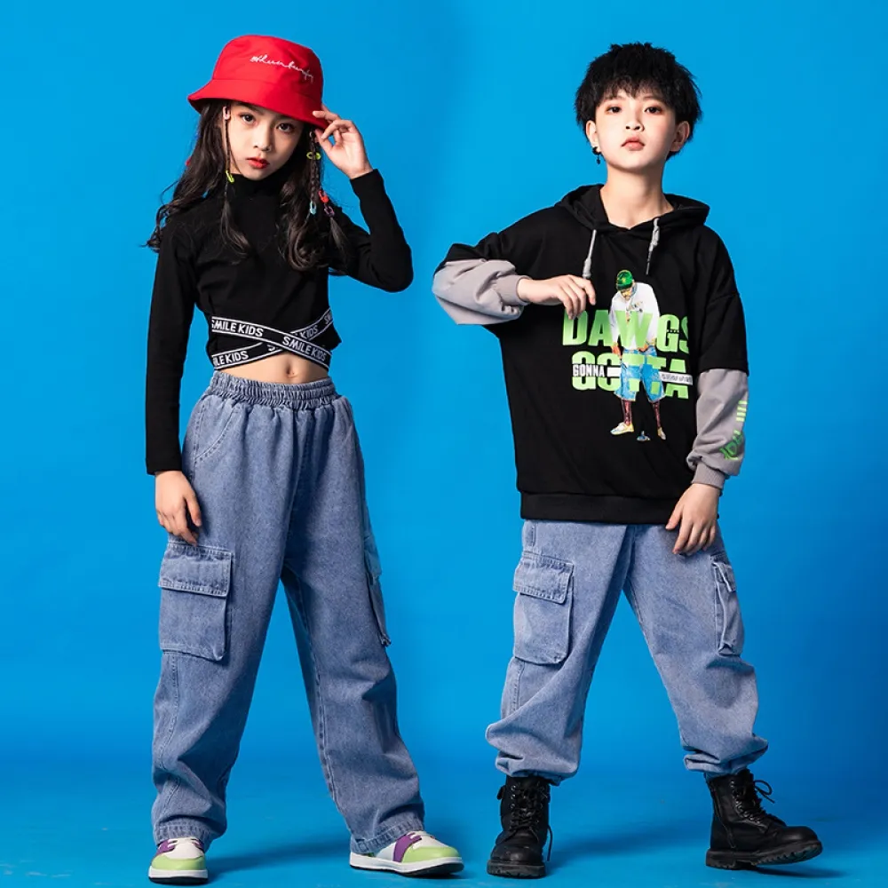 Abbigliamento alla moda hip-hop hip-hop per bambini Stile invernale per ragazze Vestito da ballo jazz con ombelico scoperto Pass