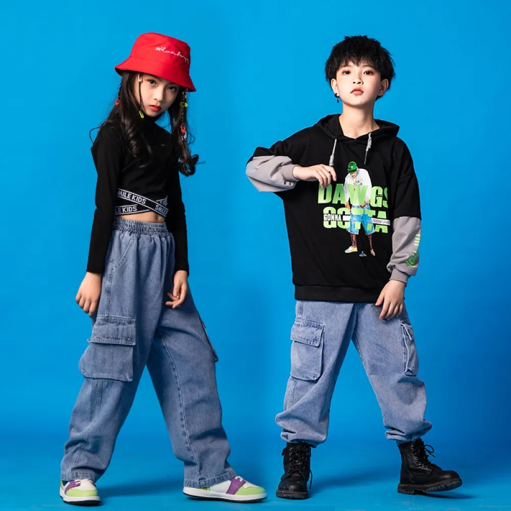 Abbigliamento alla moda hip-hop hip-hop per bambini Stile invernale per ragazze Vestito da ballo jazz con ombelico scoperto Pass