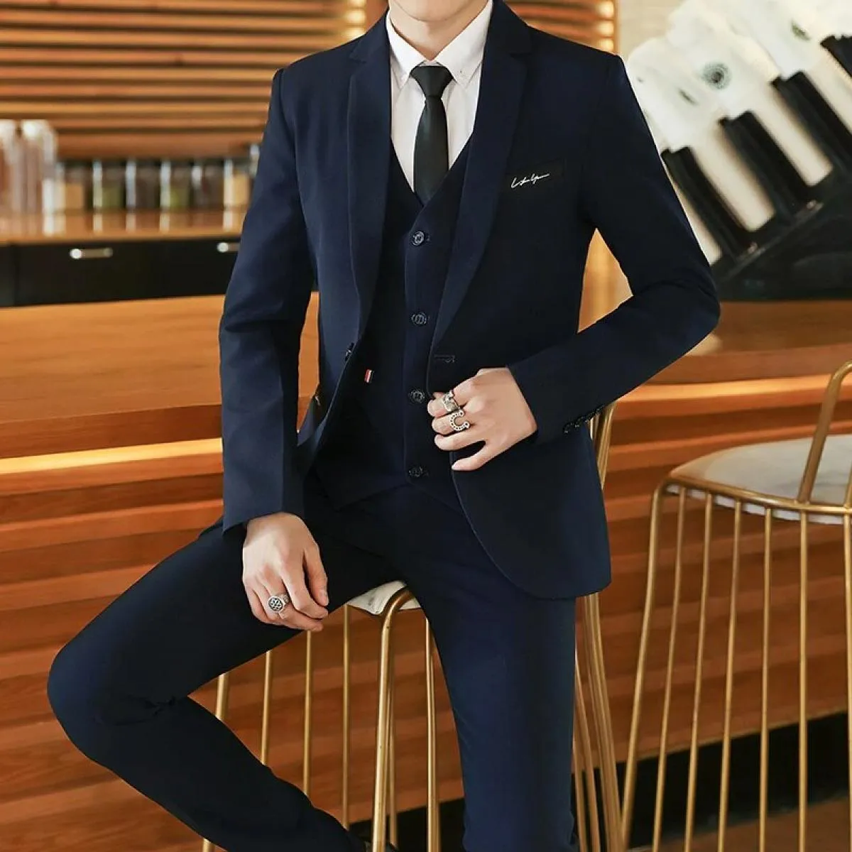 Abiti Giacca Pantaloni Gilet Abito 3 pezzi Abiti da uomo Pantaloni Gilet Blazer Pantaloni