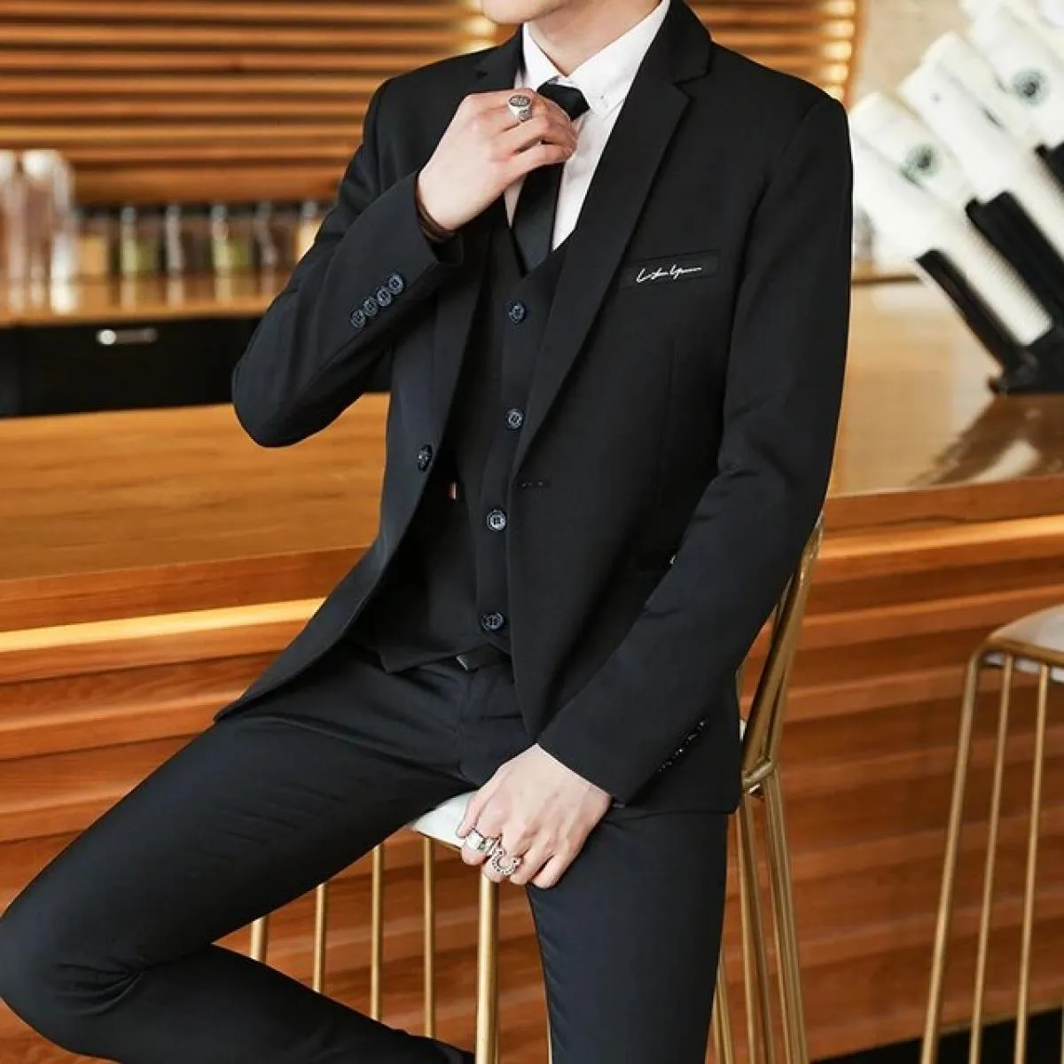 Abiti Giacca Pantaloni Gilet Abito 3 pezzi Abiti da uomo Pantaloni Gilet Blazer Pantaloni