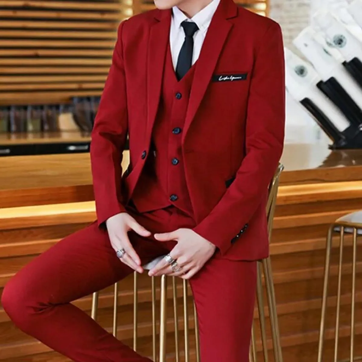 Abiti Giacca Pantaloni Gilet Abito 3 pezzi Abiti da uomo Pantaloni Gilet Blazer Pantaloni