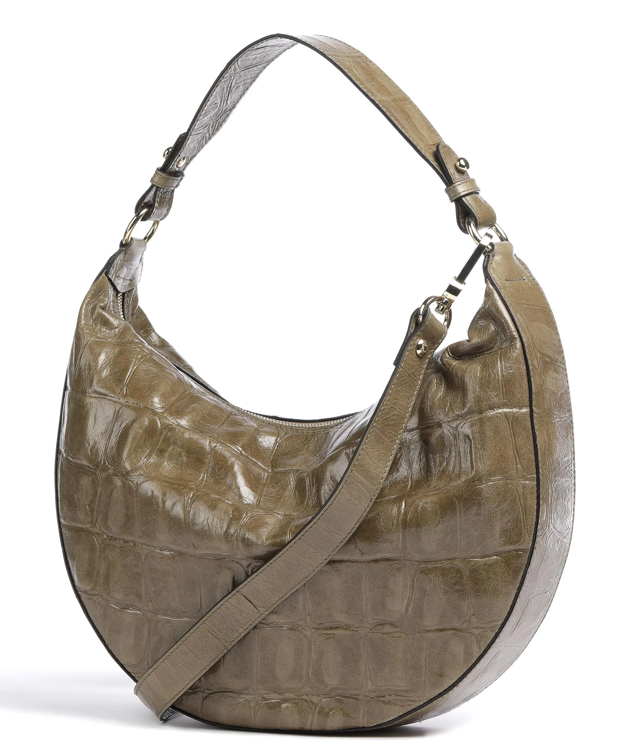  Abro Primitivo Lulu Borsa hobo pelle di vacchetta goffrata verde-oliva  