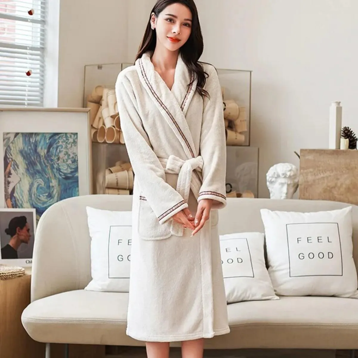 Accappatoio in flanella invernale in pile da donna addensare caldo dolce vestaglia Sleepshirt Quick Dry Sleepwear Morining Night