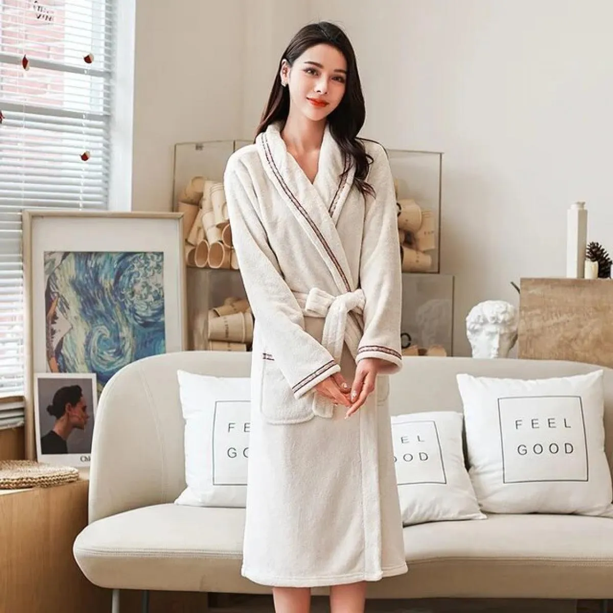 Accappatoio in flanella invernale in pile da donna addensare caldo dolce vestaglia Sleepshirt Quick Dry Sleepwear Morining Night