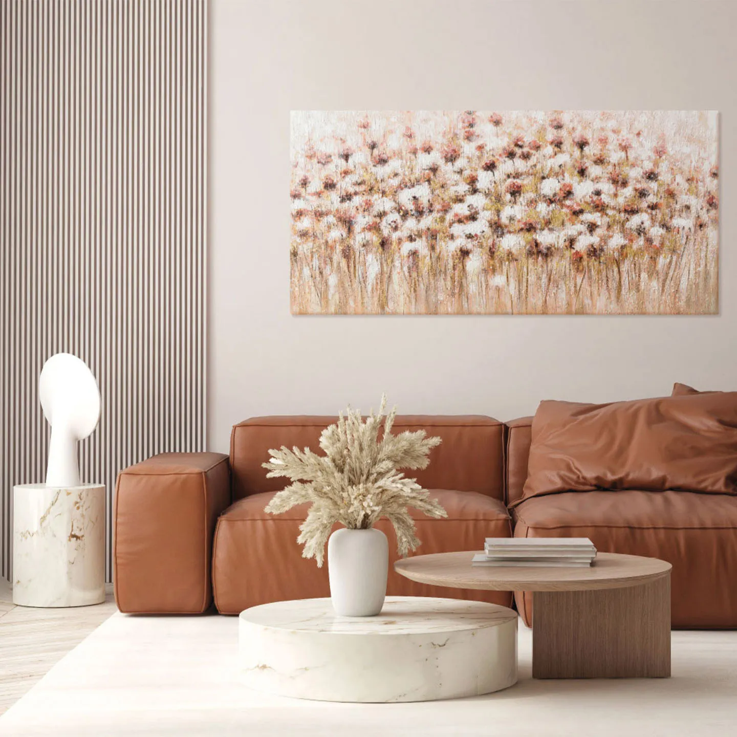 Agave  Quadro moderno floreale dipinto a mano su tela di cotone "Blumen" 140x70