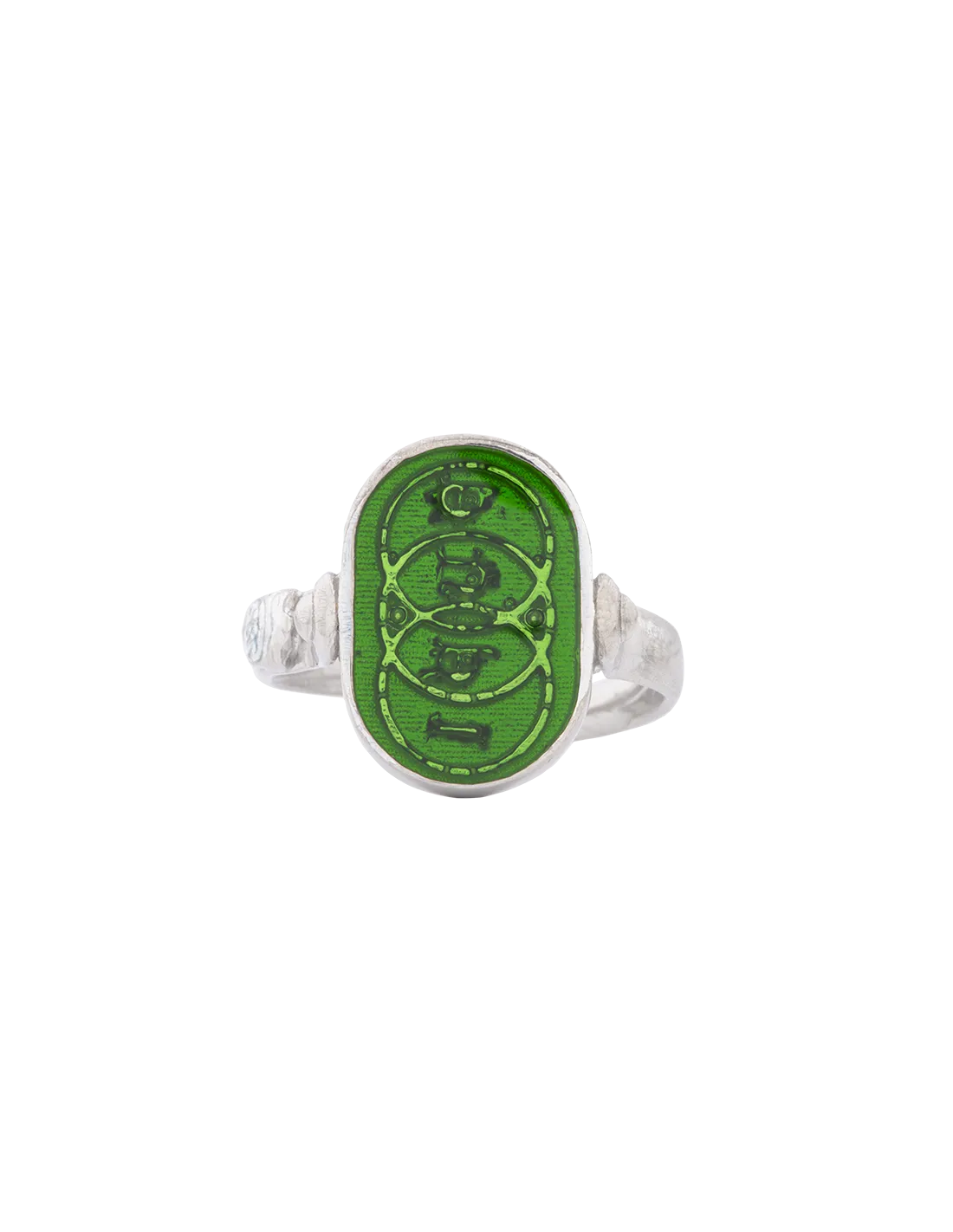 Anello Cerchi smalto cattedrale verde bandiera