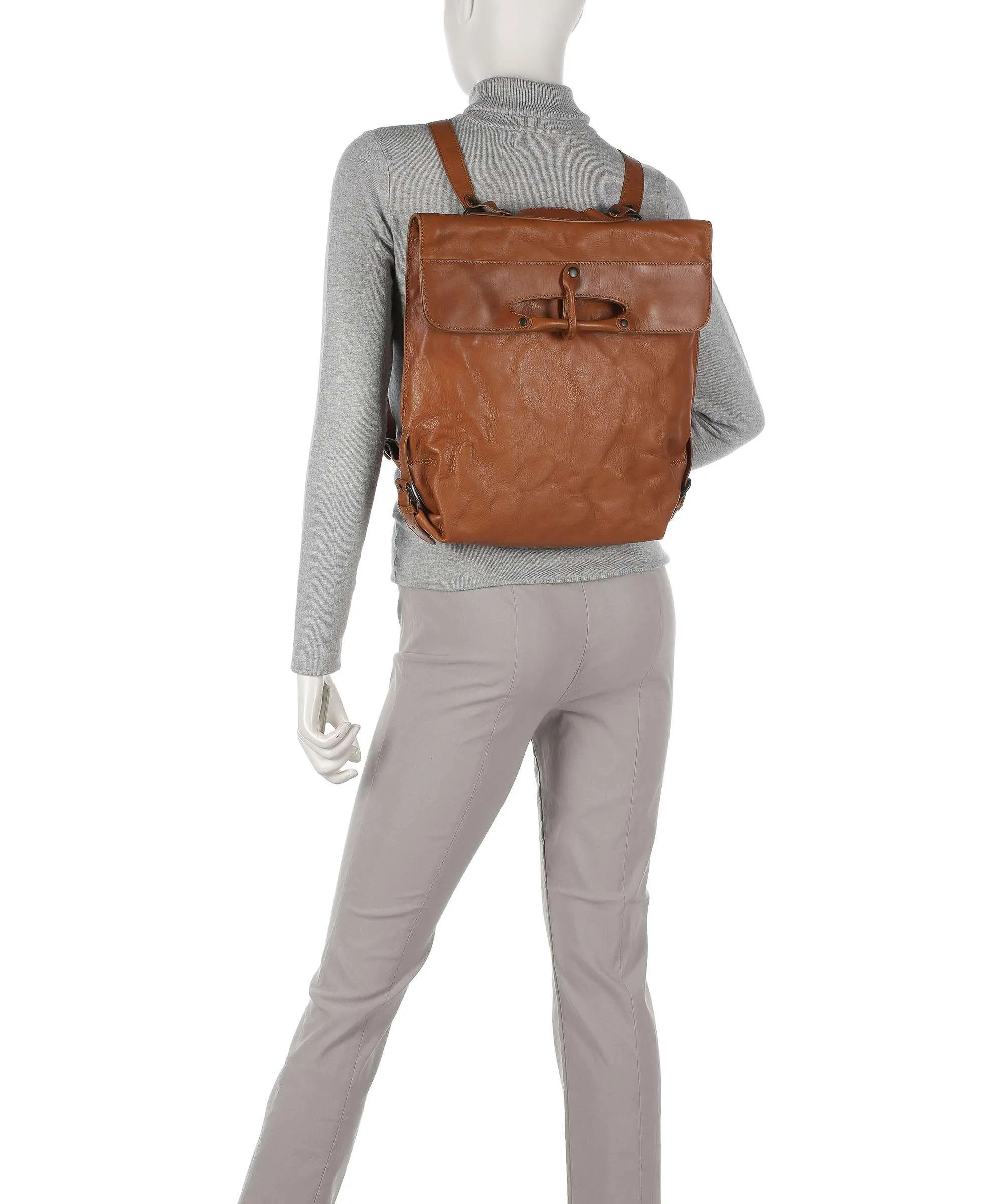  Aunts & Uncles Grandma's Luxury Club Mrs. Apple Strudel Borsa a zainetto 15″ pelle di vacchetta grana marrone  