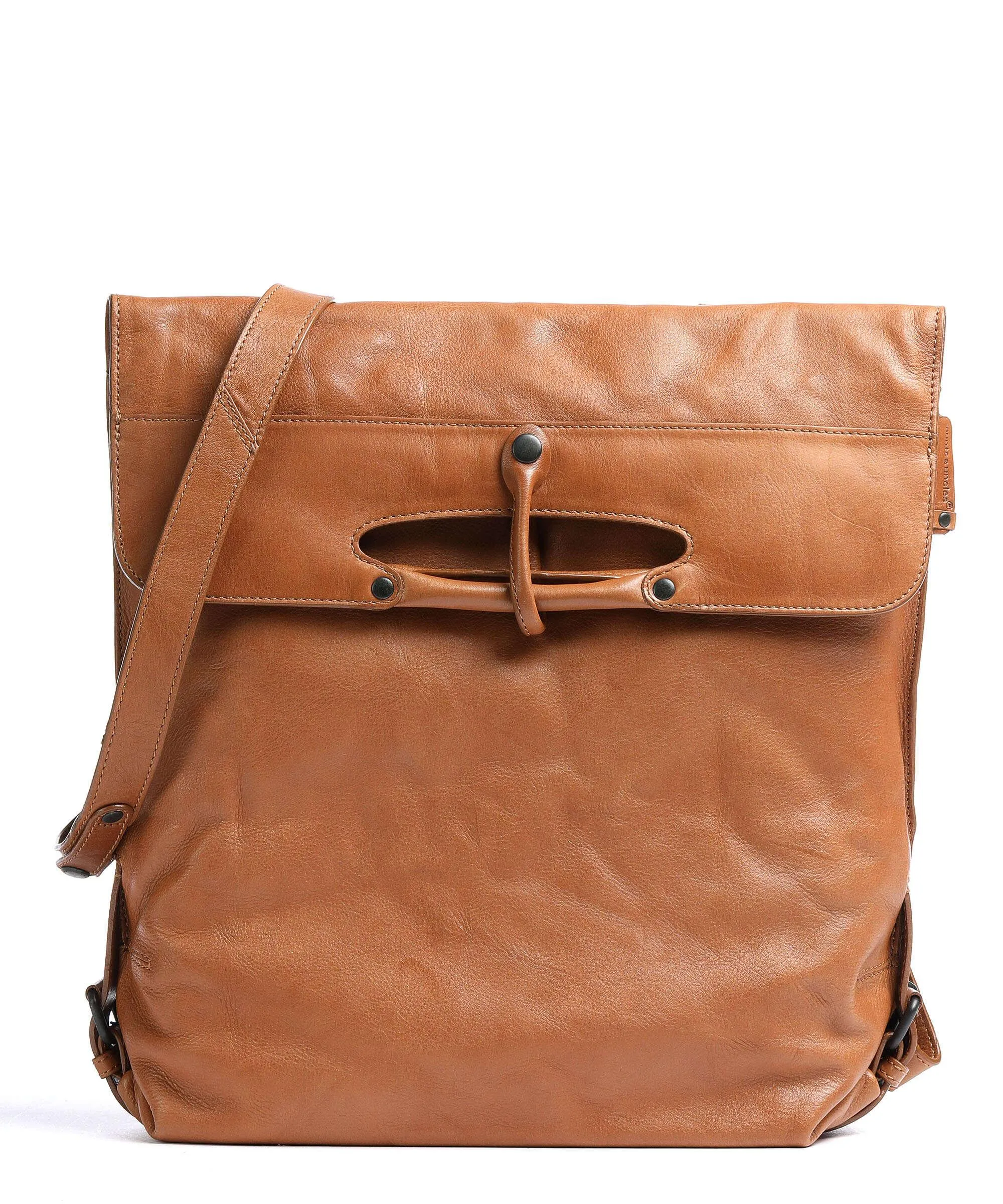  Aunts & Uncles Grandma's Luxury Club Mrs. Apple Strudel Borsa a zainetto 15″ pelle di vacchetta grana marrone  