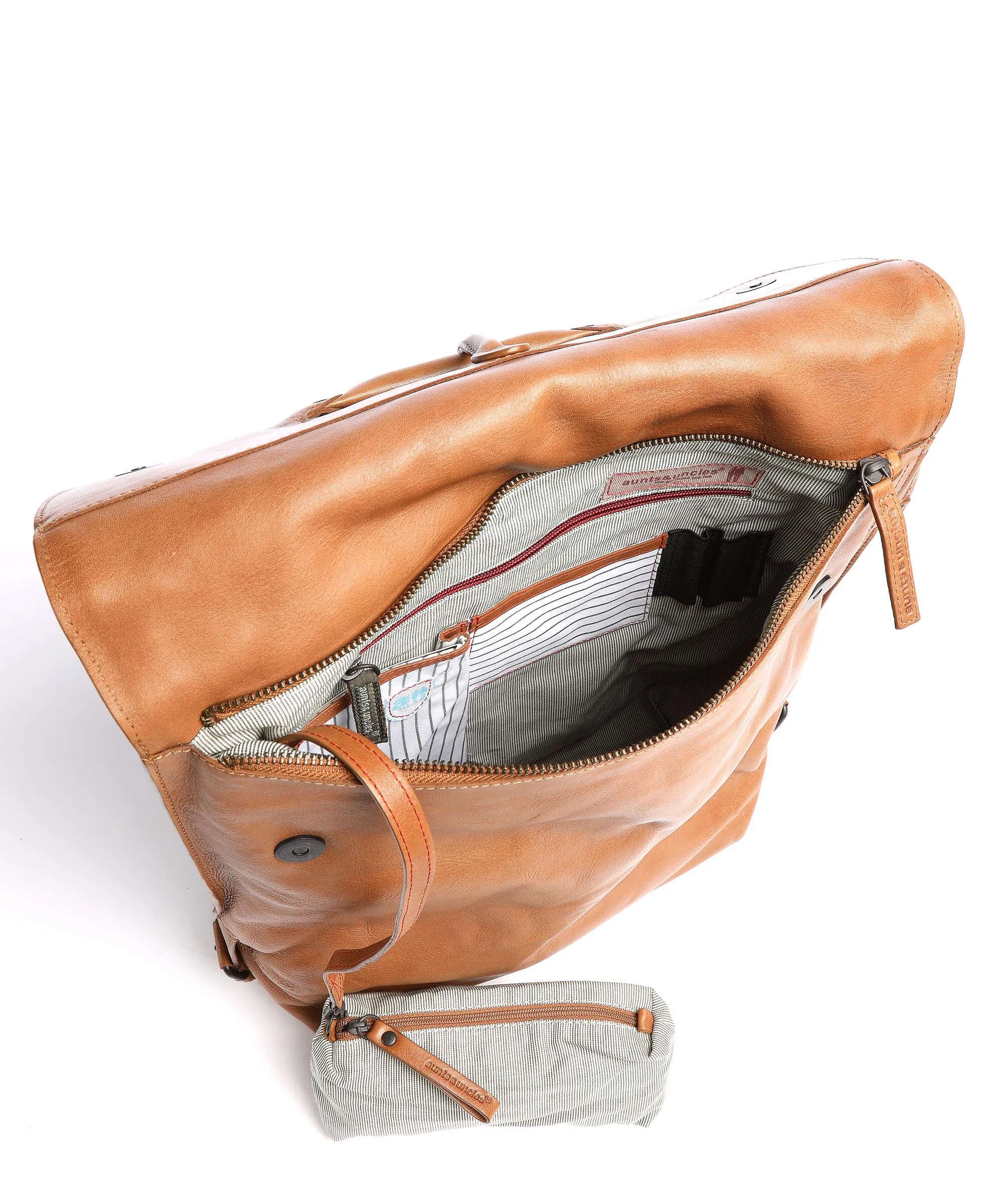  Aunts & Uncles Grandma's Luxury Club Mrs. Apple Strudel Borsa a zainetto 15″ pelle di vacchetta grana marrone  