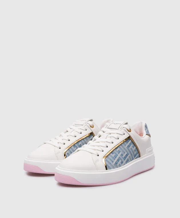 Balmain Scarpe da ginnastica combinate bianche B-Court DN1VI712LLTD