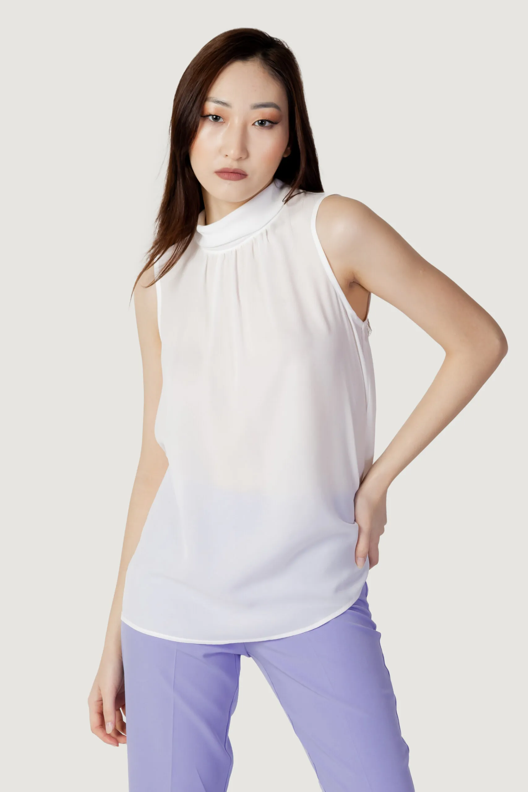 Blusa manica corta Hanny Deep nodo frontale Bianco