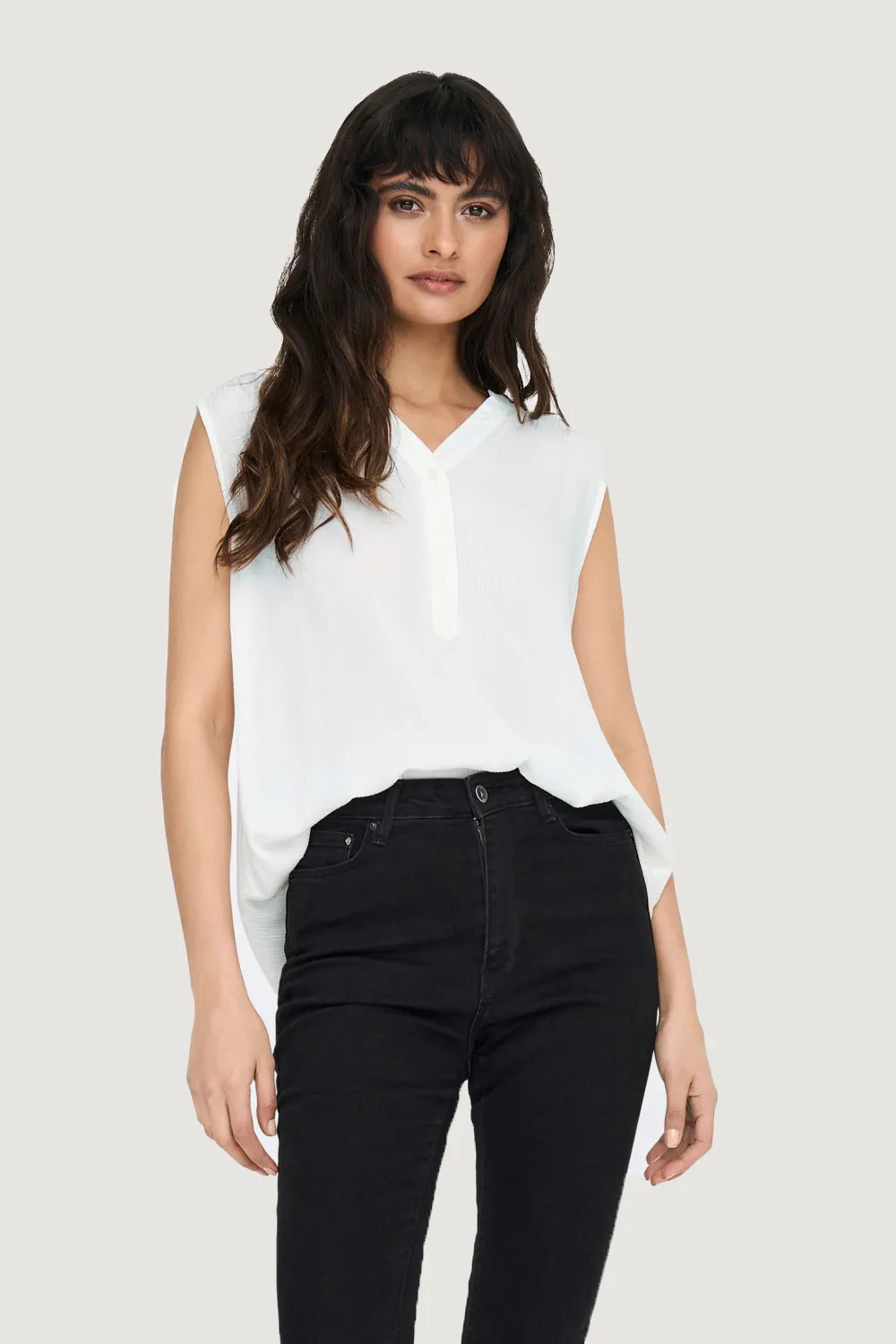 Blusa manica corta Only ONLJETTE LIFE S/L TOP WVN NOOS Bianco