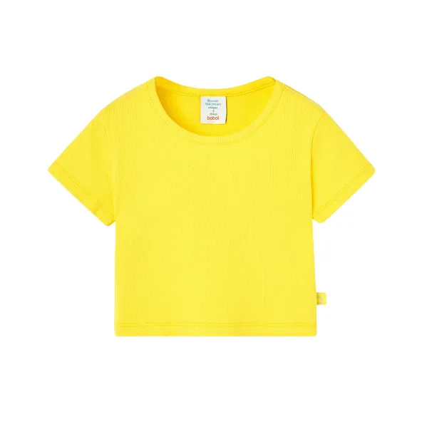 Boboli Maglietta in jersey a costine da bambina 498034 1199 gialla