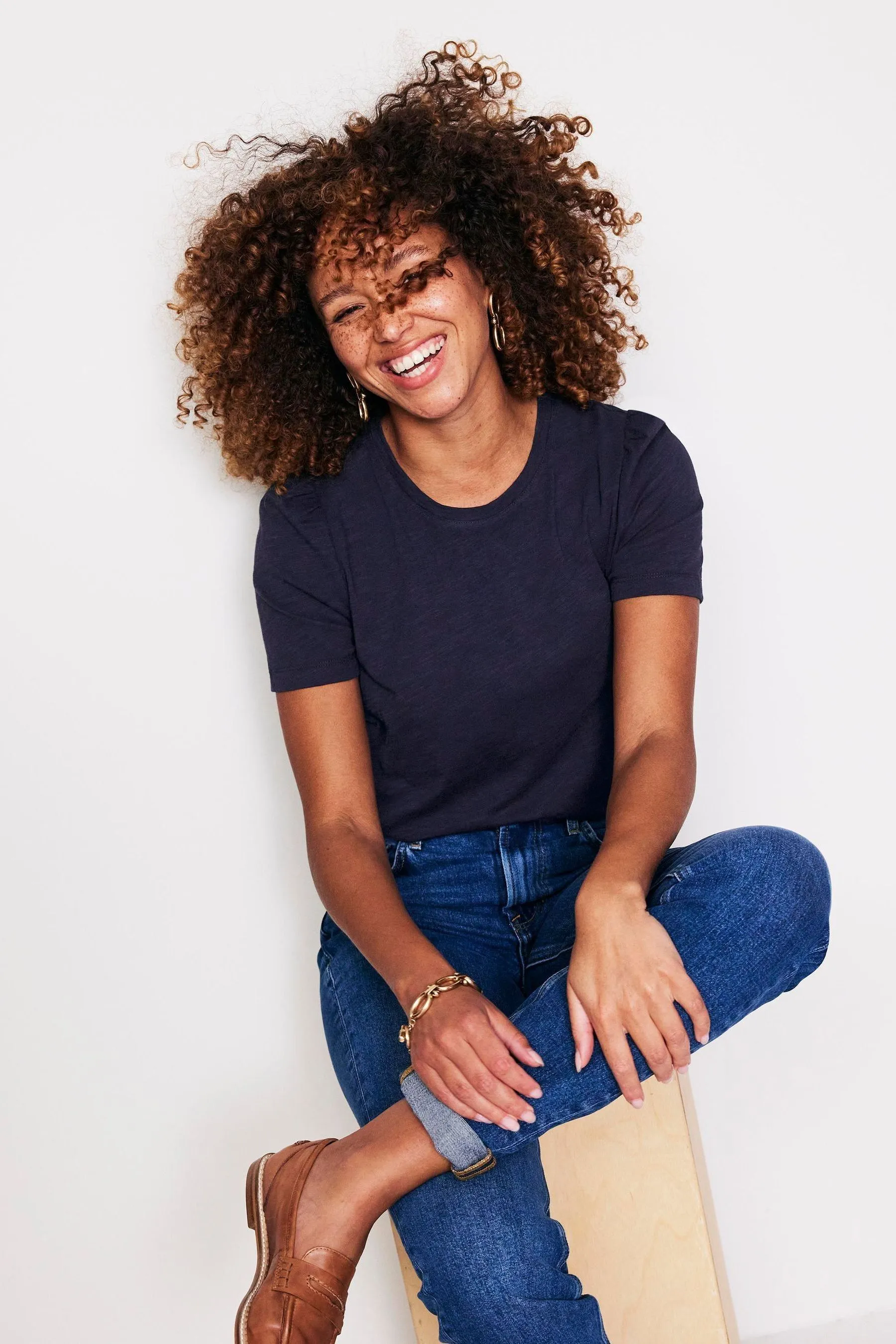 Boden 100% Cotton Puff Sleeve T-Shirt    