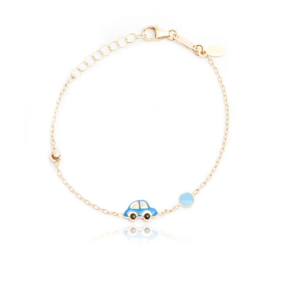 Bracciale Bimbo “Blue Car” In Oro Giallo 18kt