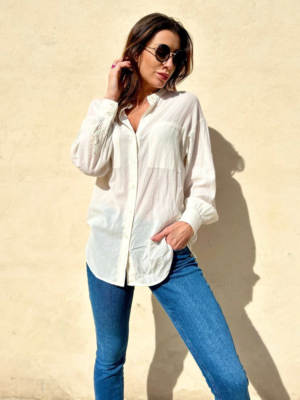 Camicia sportiva in misto cotone e viscosa