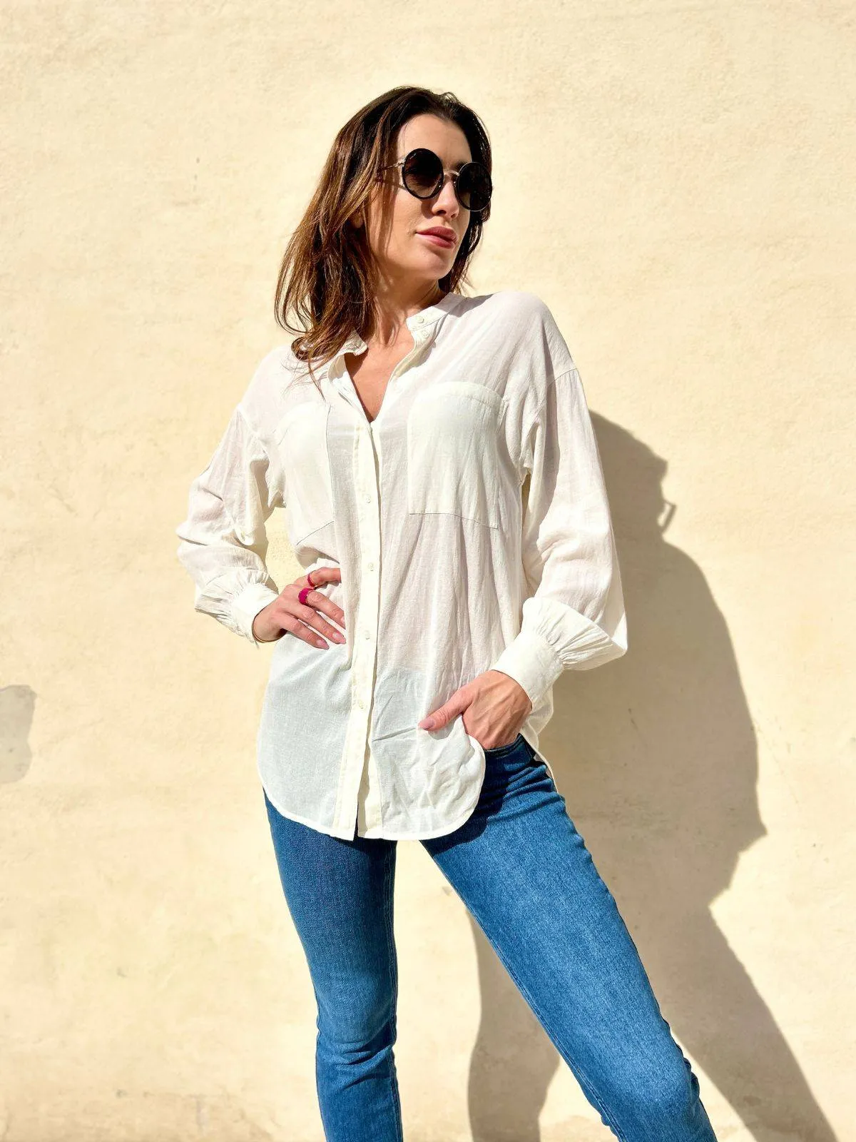 Camicia sportiva in misto cotone e viscosa