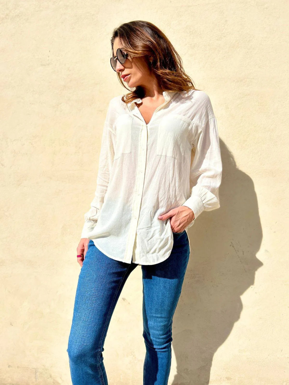 Camicia sportiva in misto cotone e viscosa