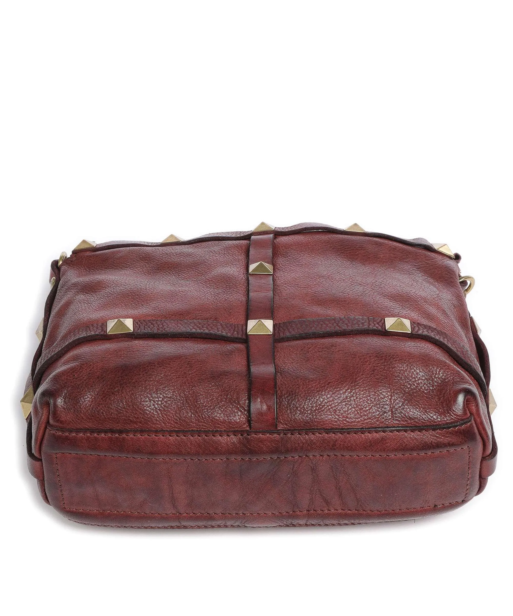 Campomaggi Borsa a spalla pelle di vacchetta grana rosso scuro  