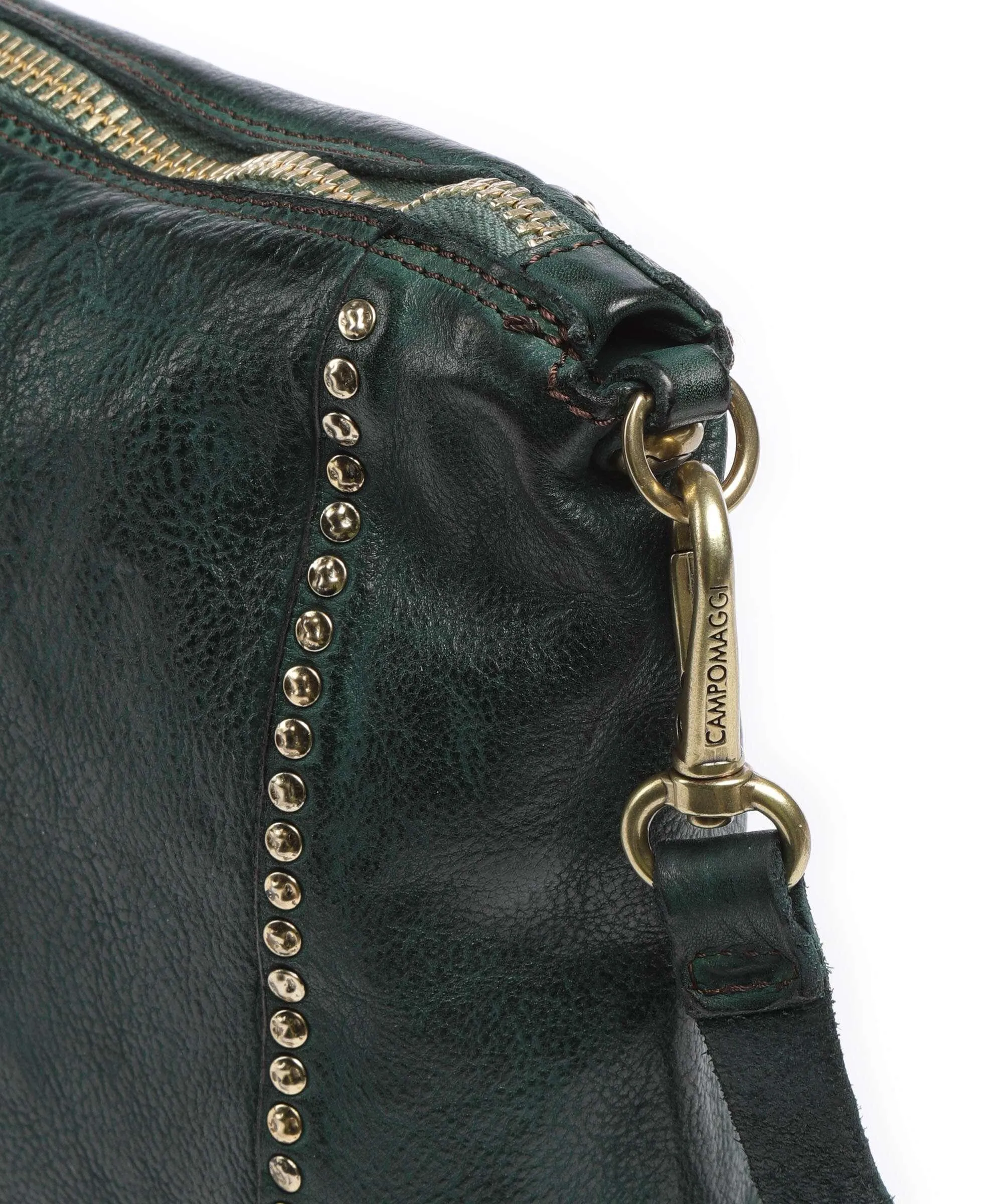  Campomaggi Borsa a spalla pelle di vacchetta grana verde scuro  