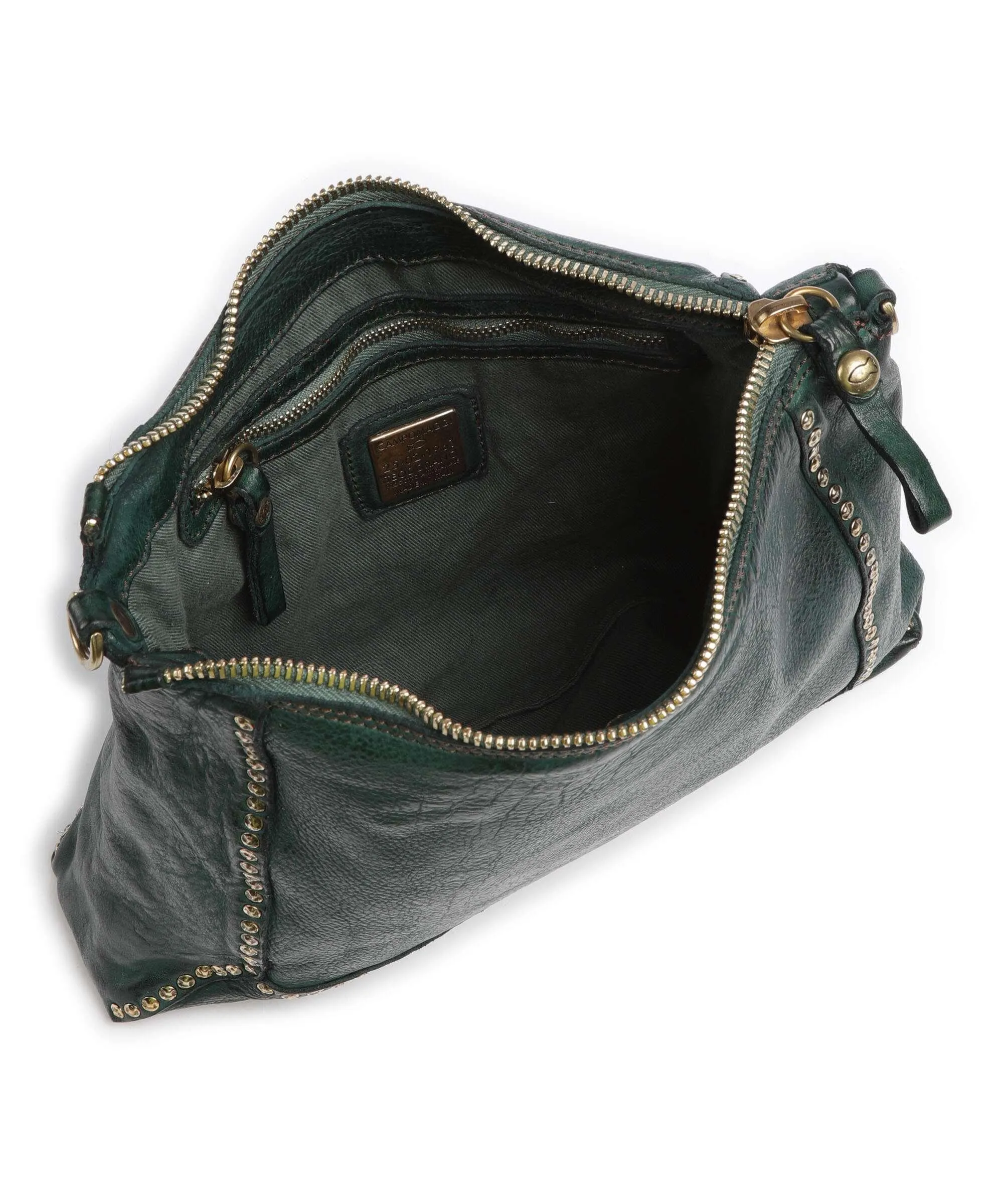  Campomaggi Borsa a spalla pelle di vacchetta grana verde scuro  