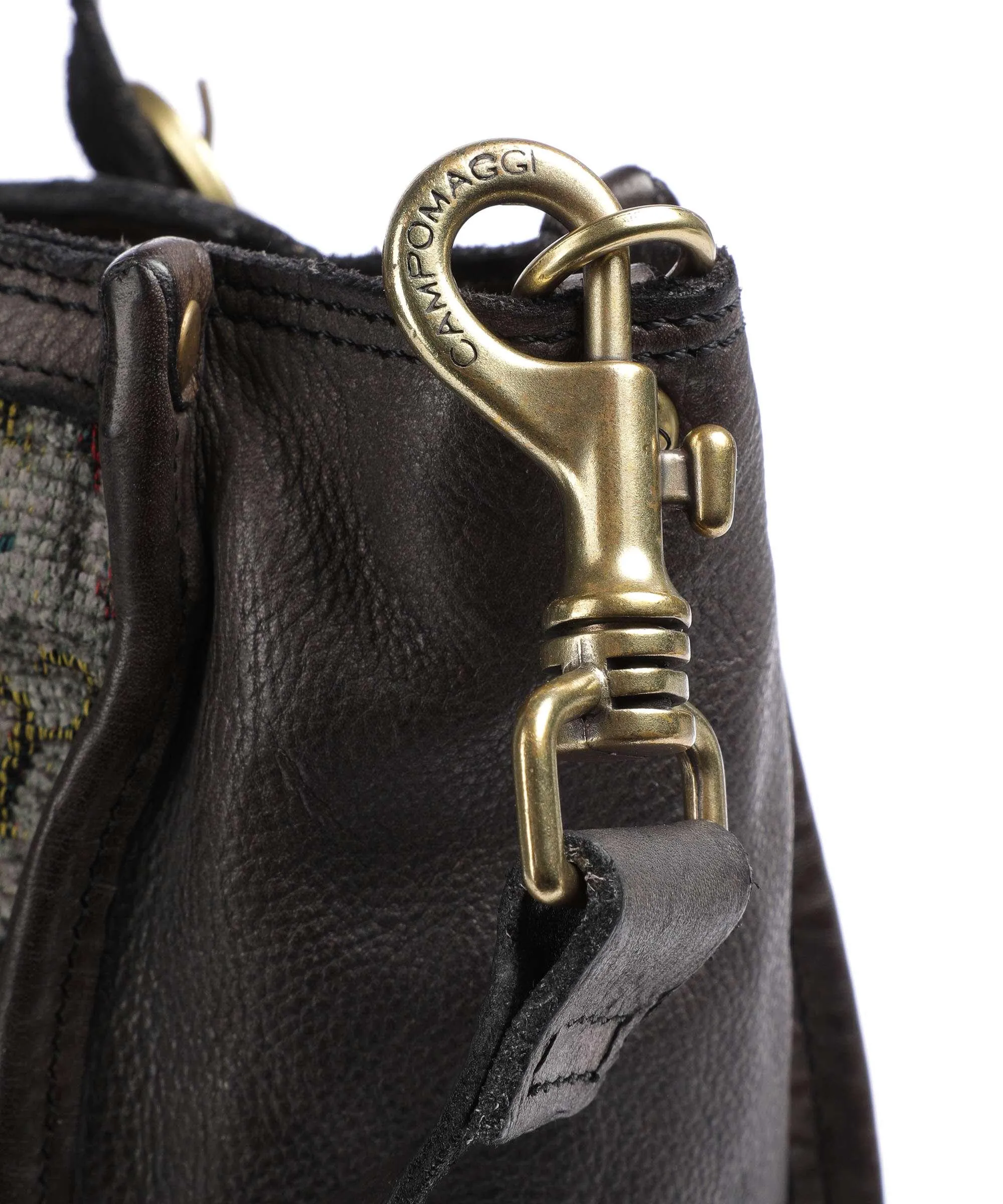 Campomaggi Borsa shopper poliestere, pelle di vacchetta grana grigio  