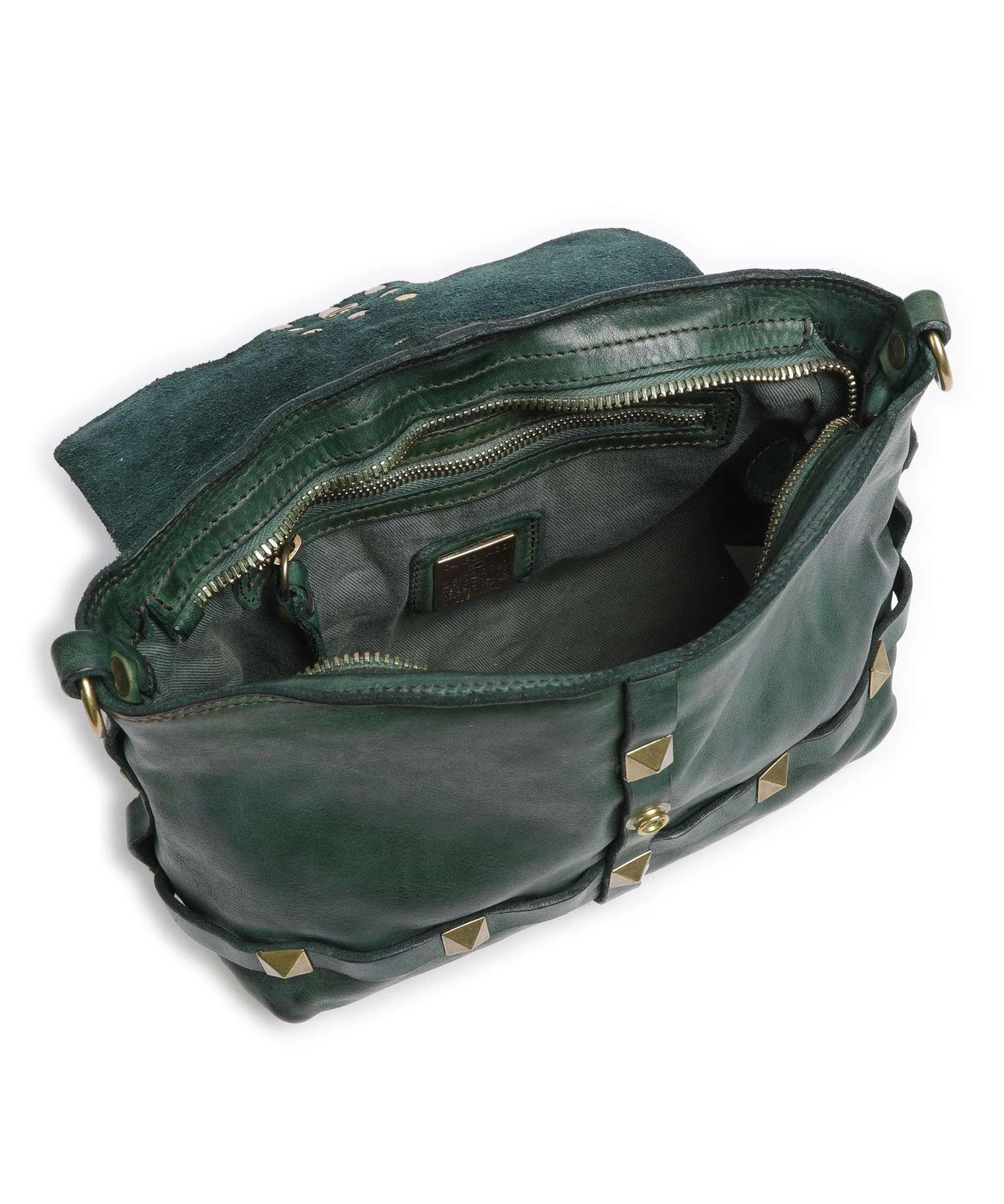  Campomaggi Prestige Borsa a spalla pelle di vacchetta grana verde scuro  