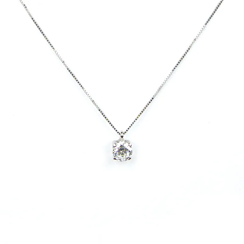 Collana punto luce in oro bianco con zircone 4,5 mm