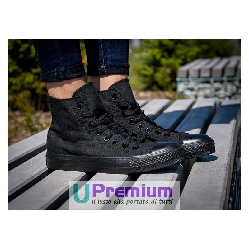 Converse All Star Chuck Taylor Classiche Monochrome Tutte Nere Alte M3310