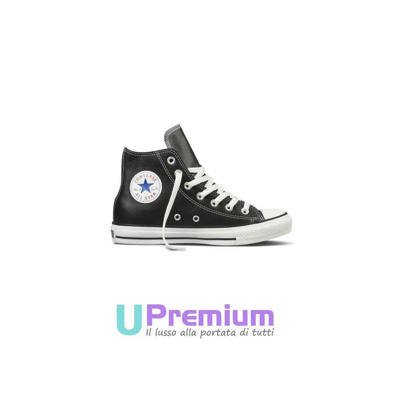 Converse All Star Chuck Taylor Classiche Pelle Nera Alte Stivaletto