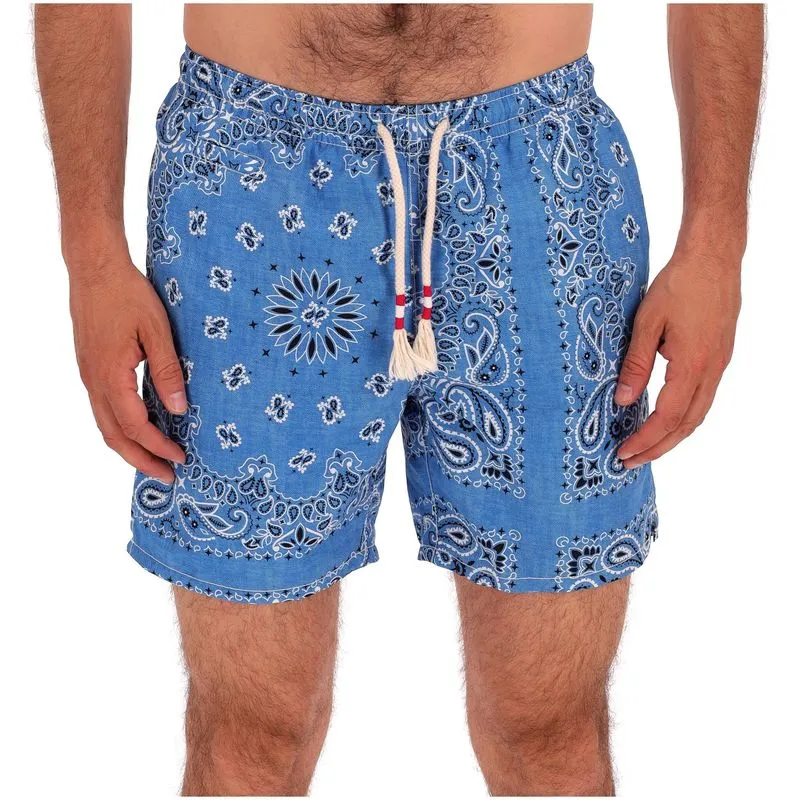 Costume da bagno in denim con stampa bandana 