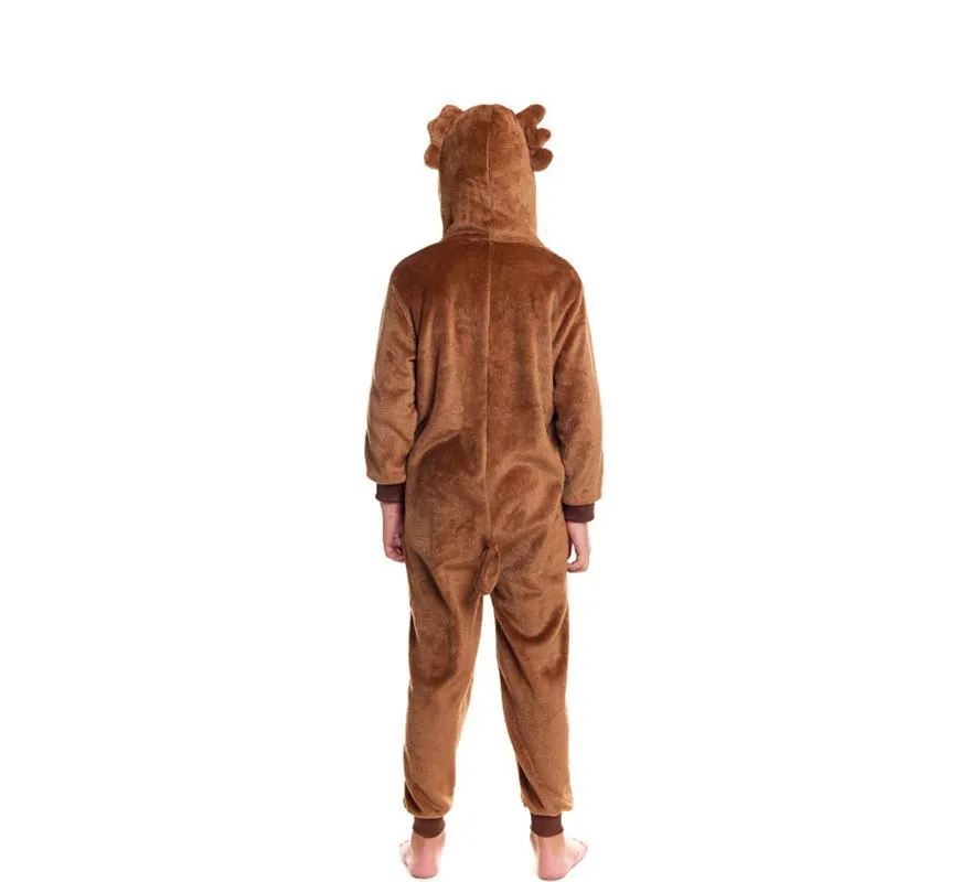 Costume pigiama da lupo marrone con cappuccio per bambino