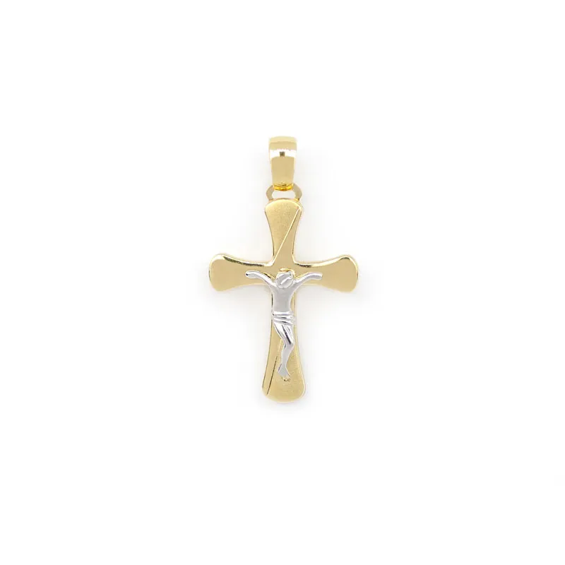 Croce in oro giallo con Gesù in oro bianco