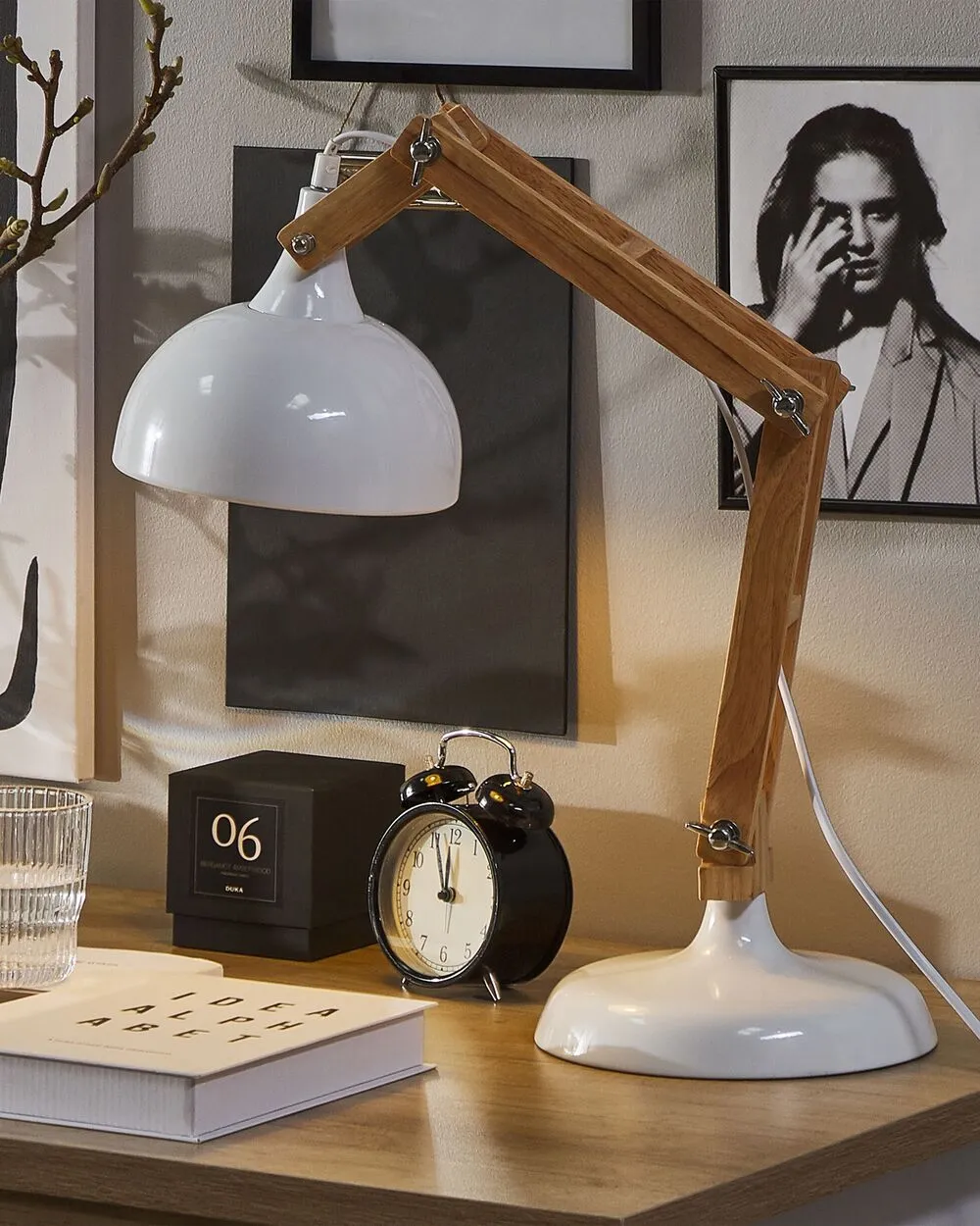 Desk Lamp SALADO Adjustable Wood White