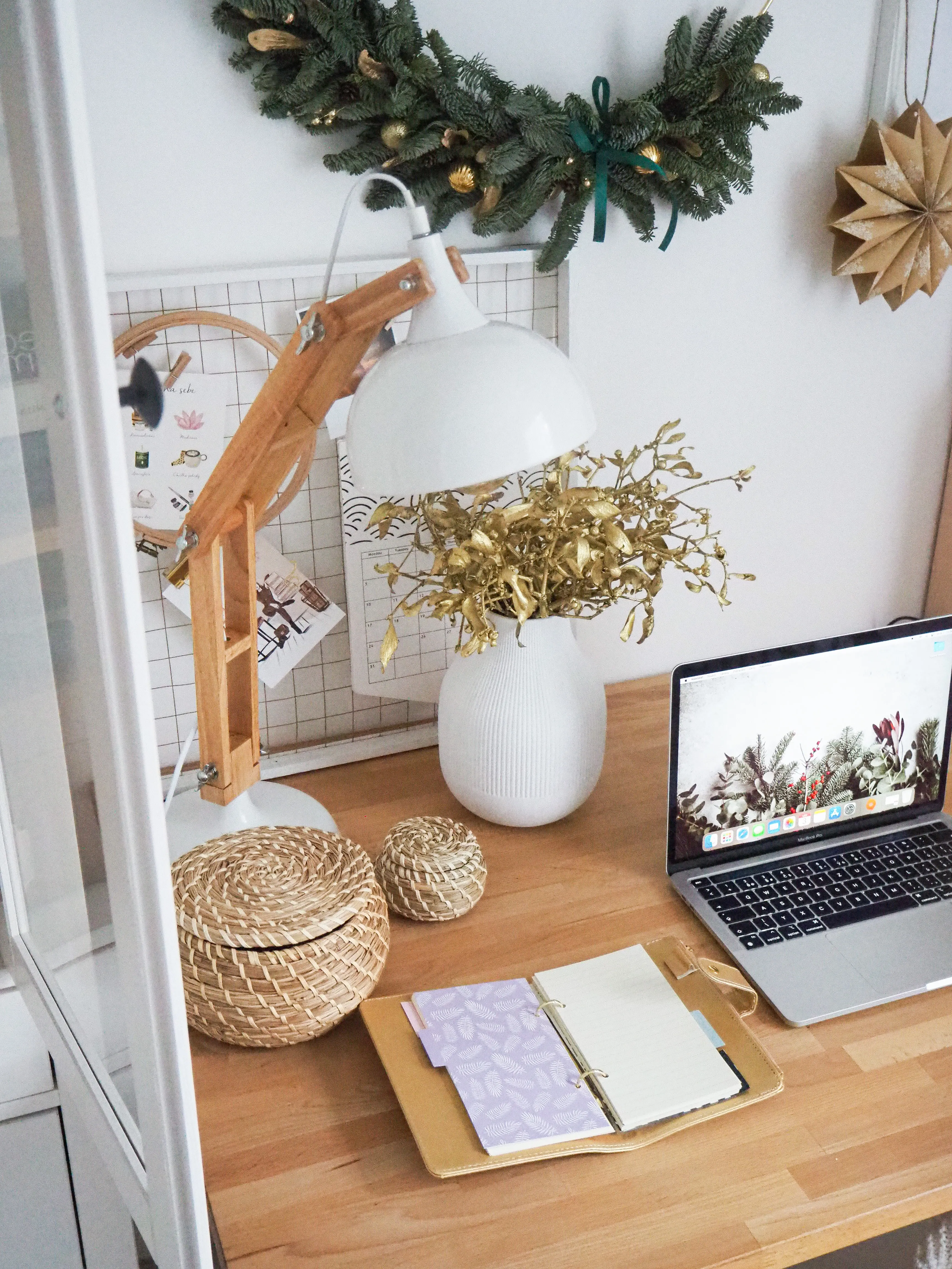Desk Lamp SALADO Adjustable Wood White