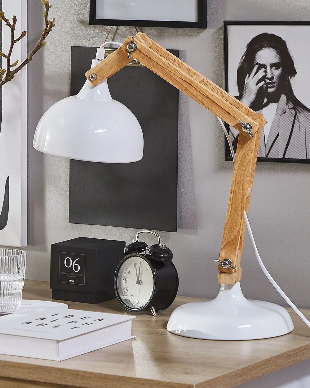 Desk Lamp SALADO Adjustable Wood White