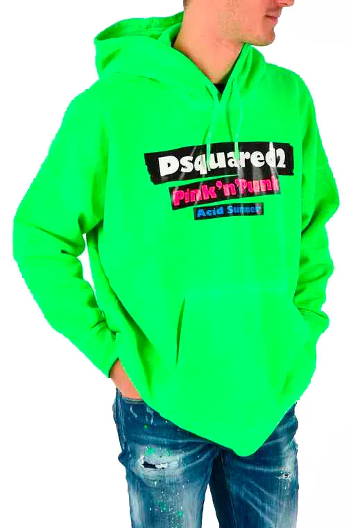 Dsquared2 Felpa Oversized Verde Uomo Cotone Logo Mod. S74GU0291 S25030 910