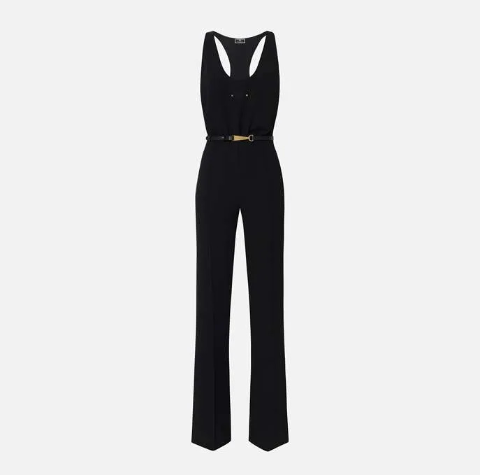 ELISABETTA FRANCHI TU01742E2 Tuta in crêpe con stampa logo
