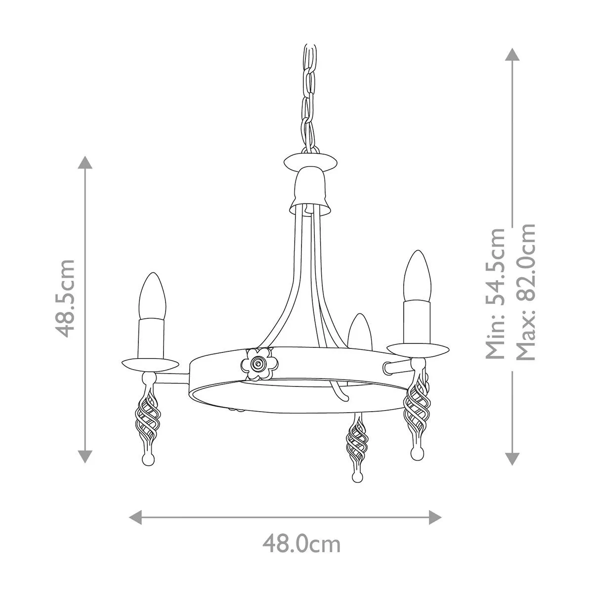 Elstead Lighting  Lampadario rustico medio con struttura in acciaio con 3 diffusori Belfry - 60W