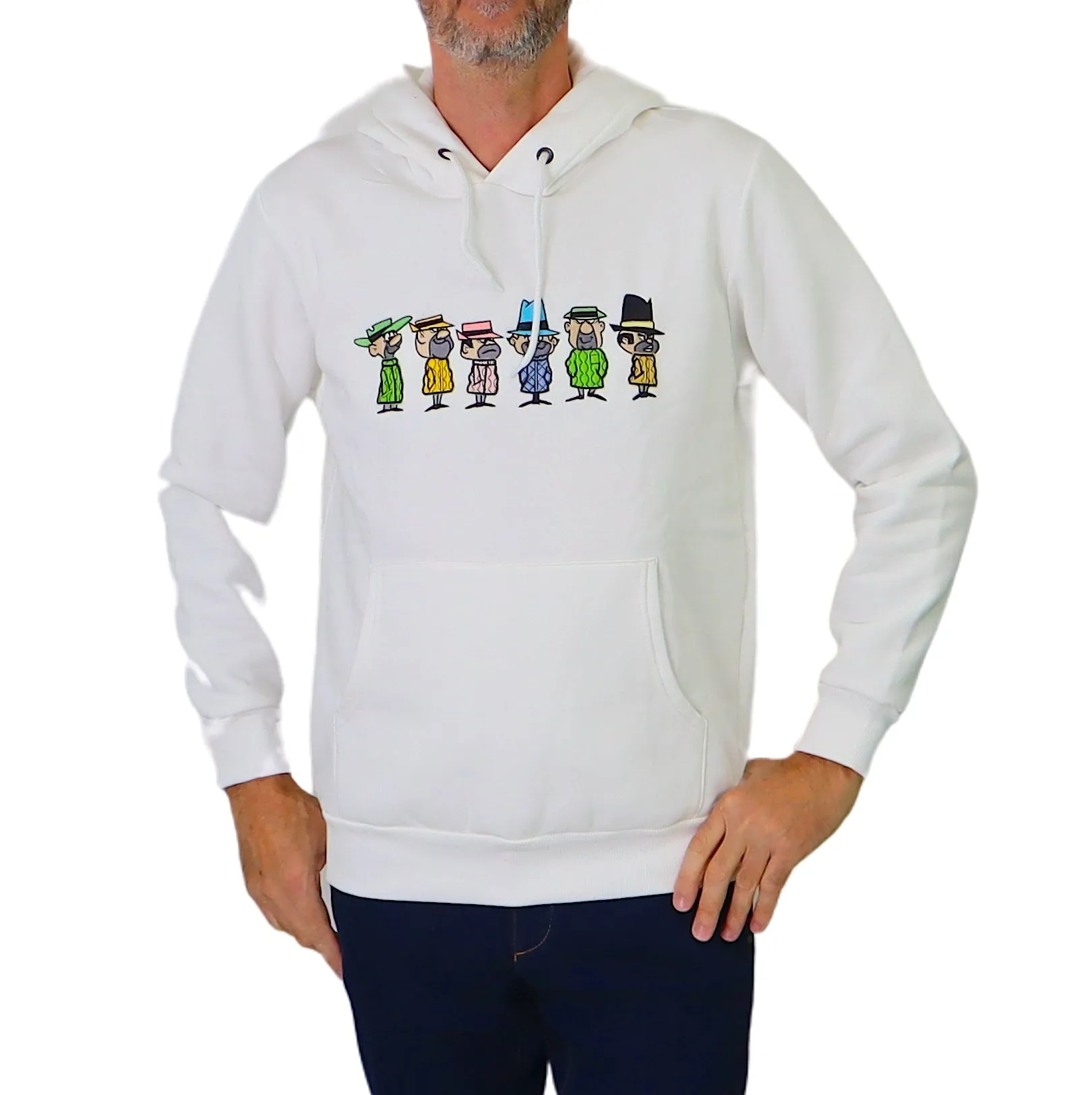 EQUIPE 55 felpa uomo cotone cappuccio HOE 122 WANTED BIANCO inverno 2023
