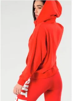 EVERLAST ENERGY Red felpa invernale aperta con cappuccio in viscosa donna