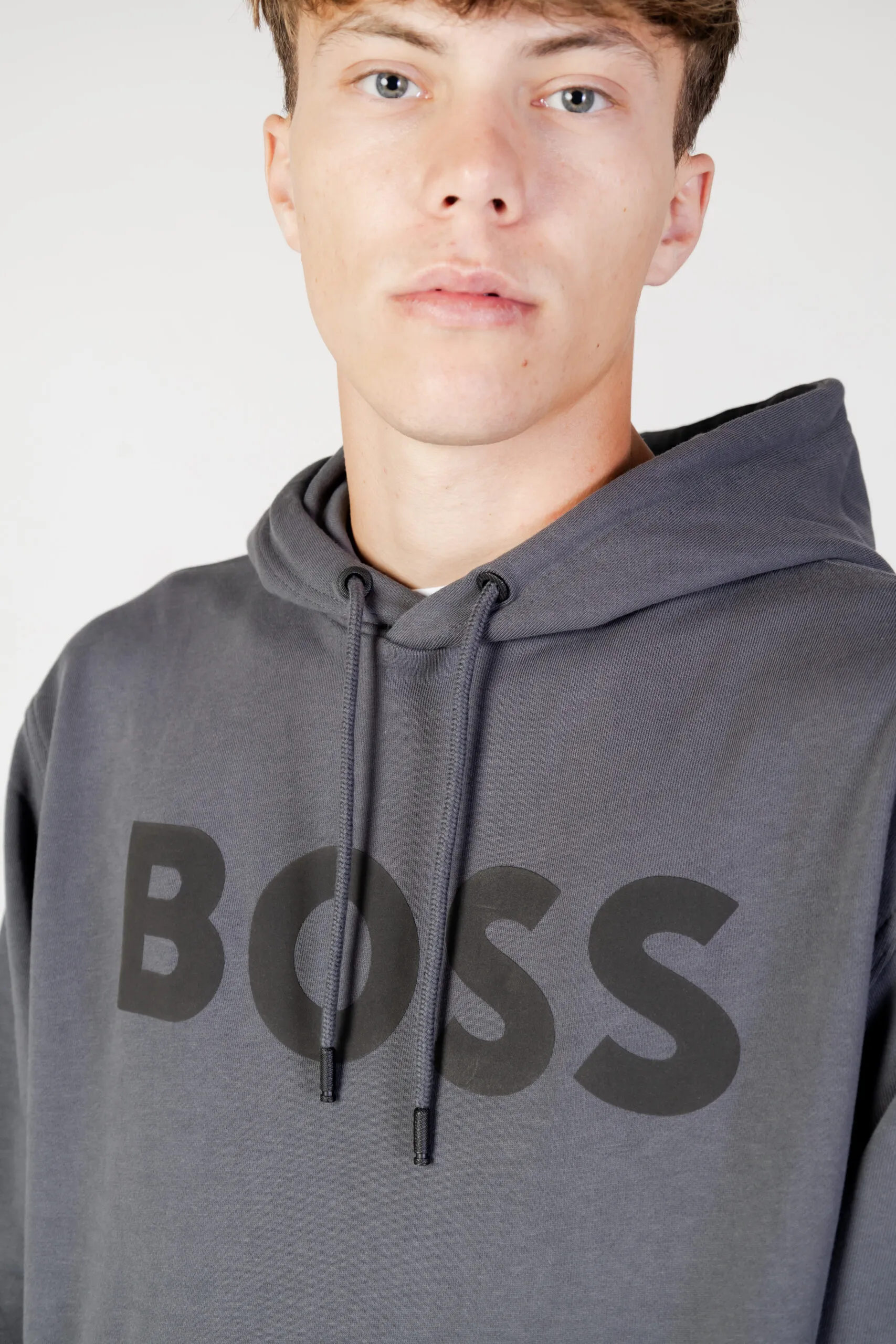 Felpa con cappuccio Boss WEBASICHOOD Grigio Scuro