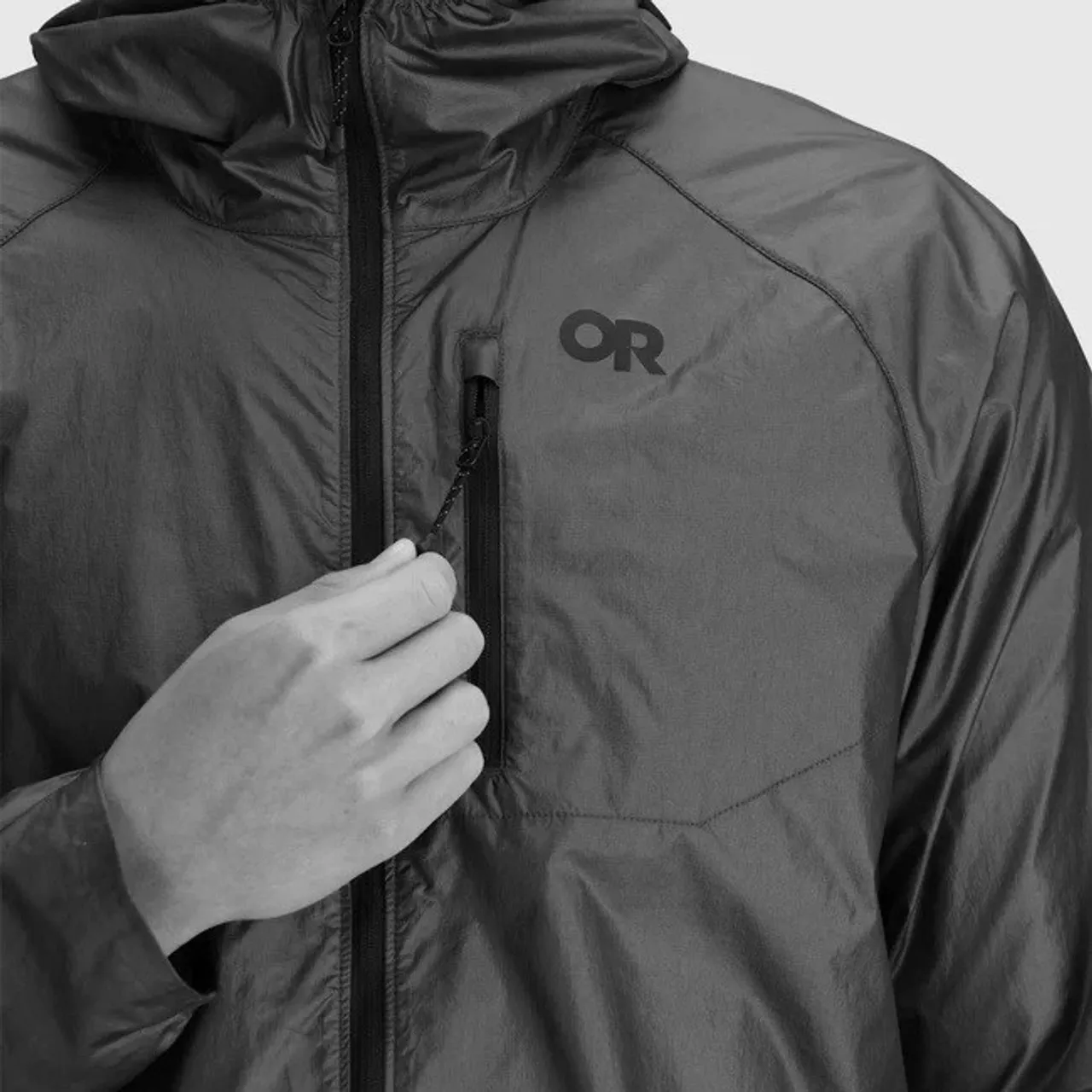 Felpa con cappuccio Helium Wind da uomo Outdoor Research nera