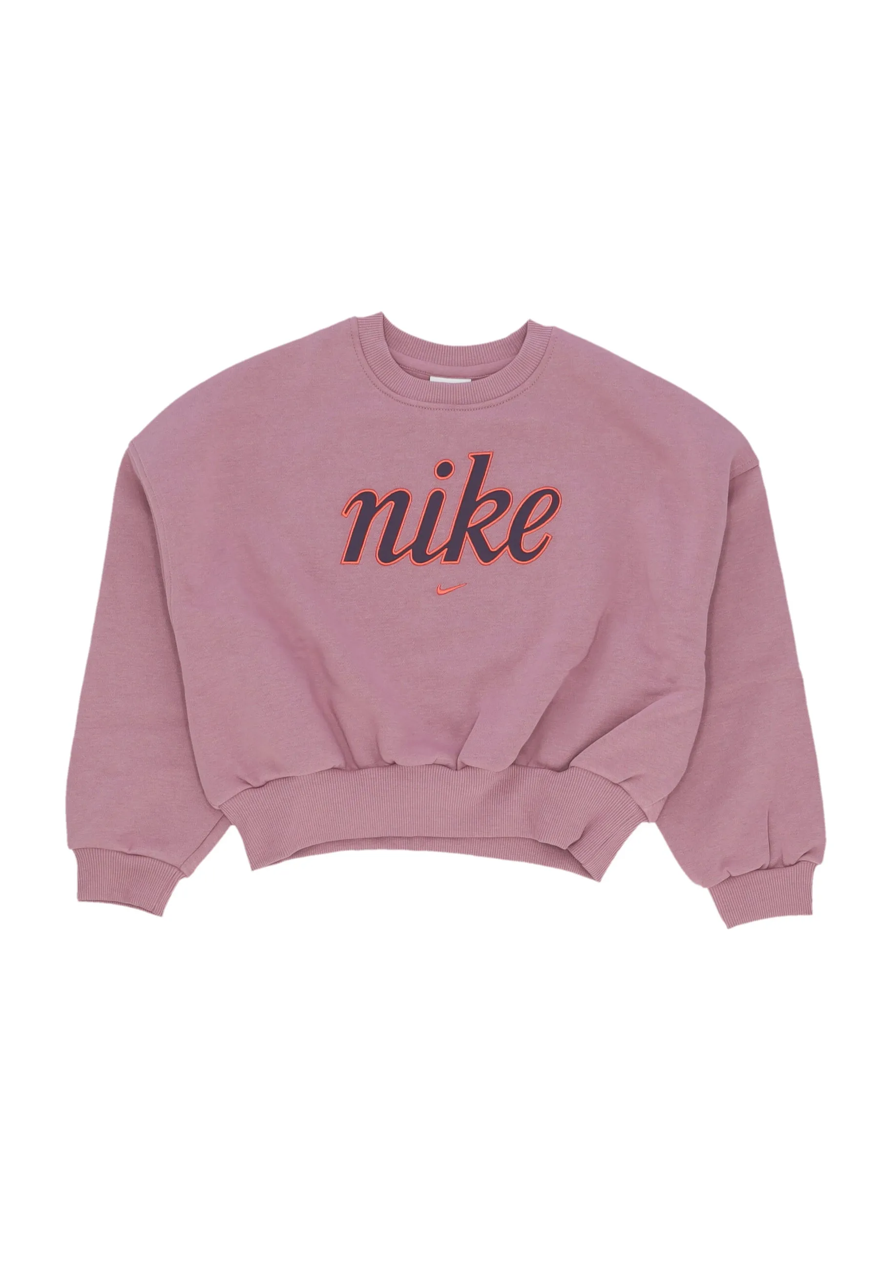 Felpa Girocollo Ragazza Sportswear Club Fleece Boxy Crewneck Plum Dust/lt Wild Mango