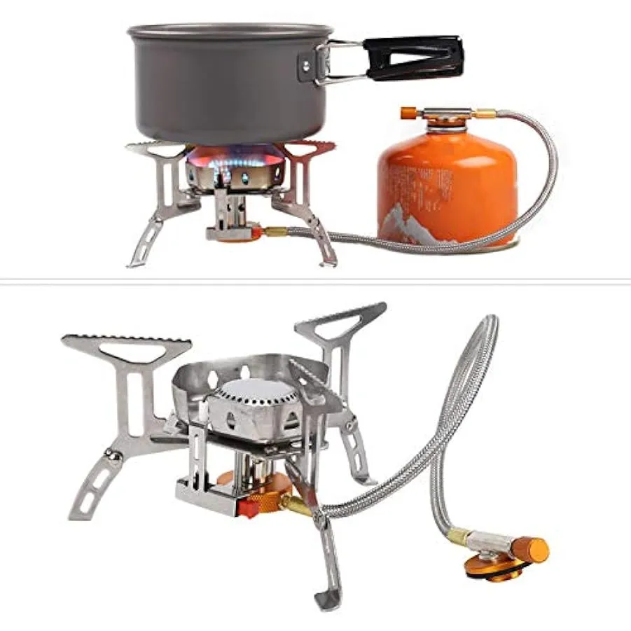 Fornello a gas da campeggio portatile,fornello da campeggio antivento con scatola portaoggetti, fornello pieghevole portatile in