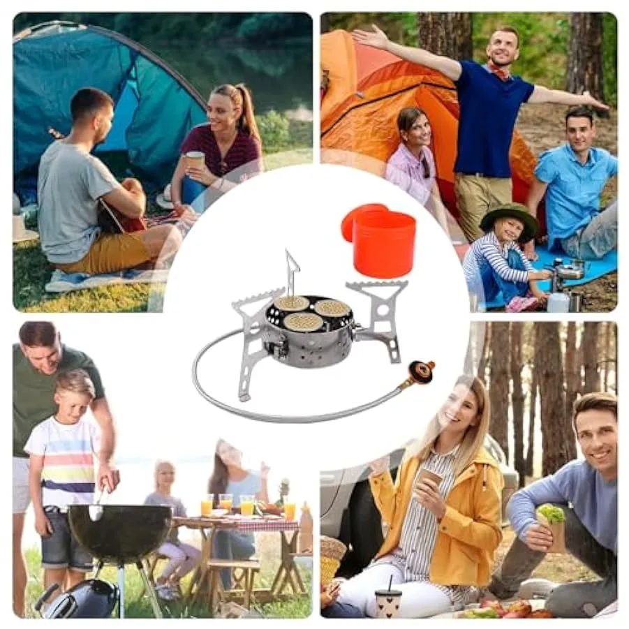 Fornello da campeggio antivento – Fornelli da campeggio con bruciatore mini fornello da 9000 W | Attrezzatura da campeggio piegh