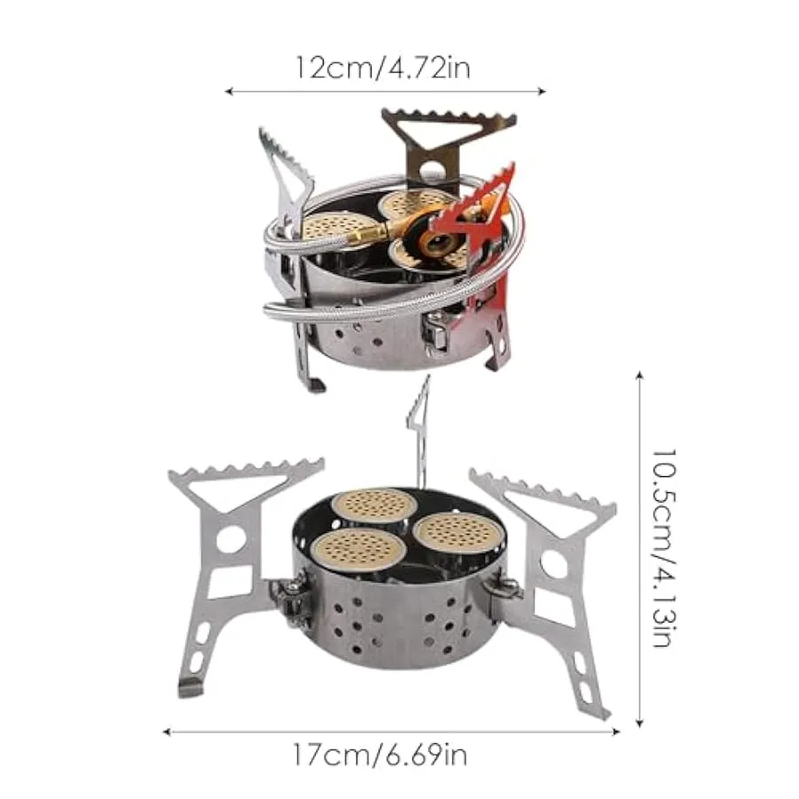 Fornello da campeggio antivento – Fornelli da campeggio con bruciatore mini fornello da 9000 W | Attrezzatura da campeggio piegh
