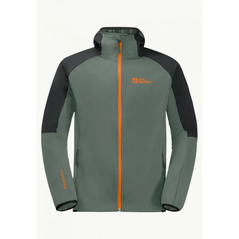 Giacca softshell JACK WOLSKINS FELDBERG HOODY da uomo (Hedge Green)